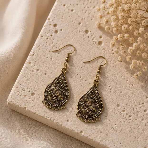Vintage Antique Brass Teardrop Filigree 2.webp