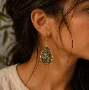Vintage Antique Brass Teardrop Filigree 4.webp