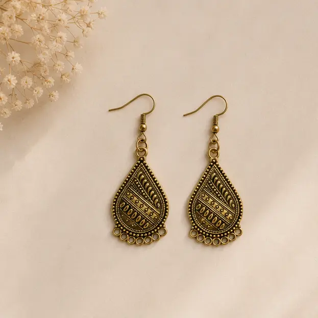 Vintage Antique Brass Teardrop Filigree 1.webp
