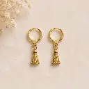 Golden Metallic Tassel Huggie Hoop 1.webp