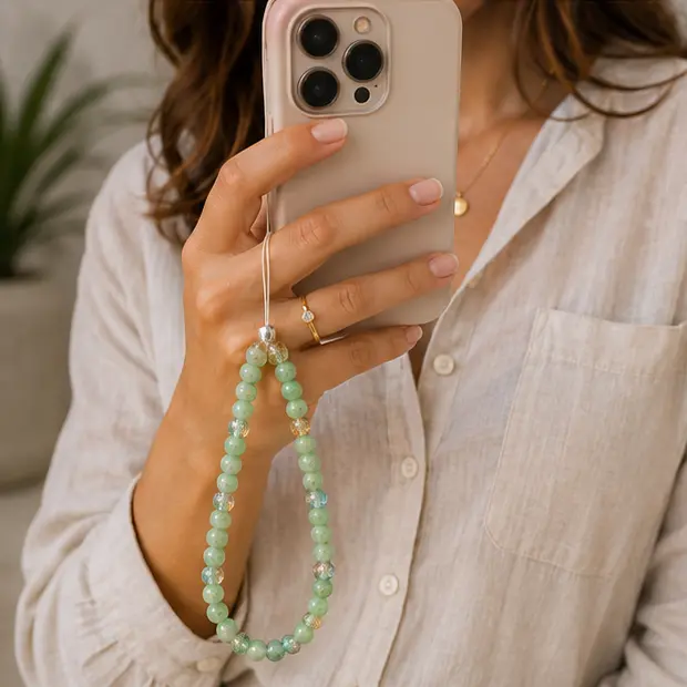 Green Beaded Phone Strap Lifestyle 3.webp