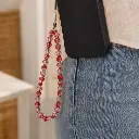 Red and Clear Beaded Phone Charm 4.webp