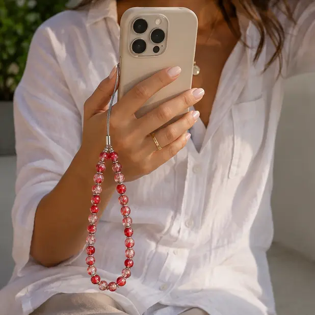Red and Clear Beaded Phone Charm 3.webp