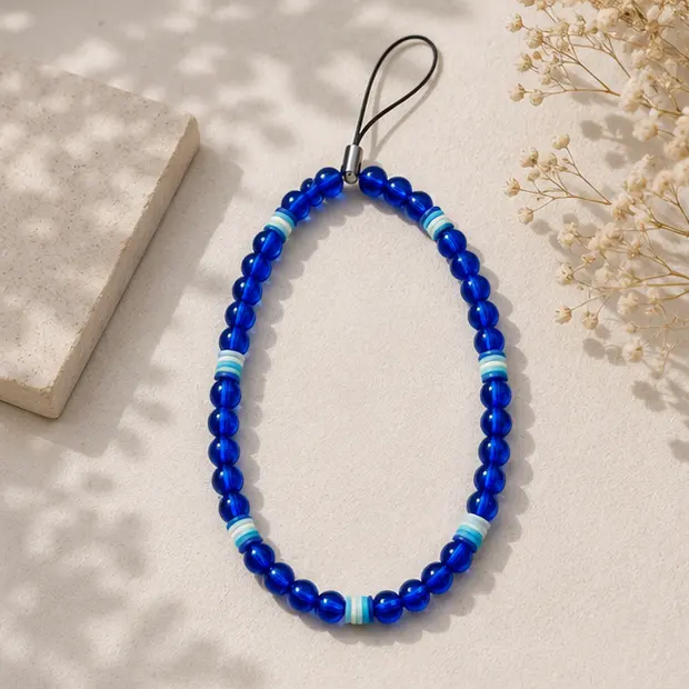 Blue Beaded Phone Charm 1.webp