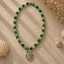 Green Beaded Pendant Choker 4.webp