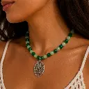 Green Beaded Pendant Choker 3.webp