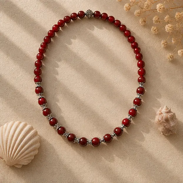 Red Beaded Choker Editorial 4.webp