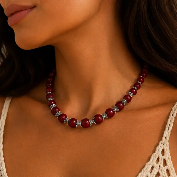Red Beaded Choker Editorial 3.webp