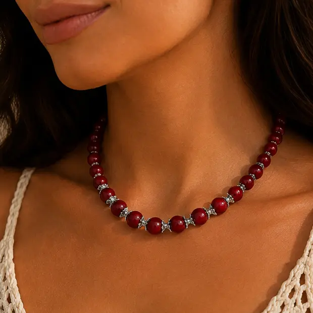 Red Beaded Choker Editorial 2.webp