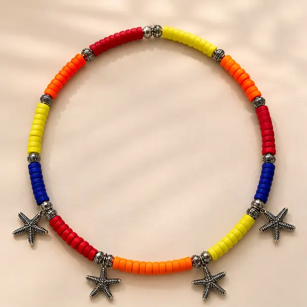 Colorful Starfish Choker Lookbook 1.webp