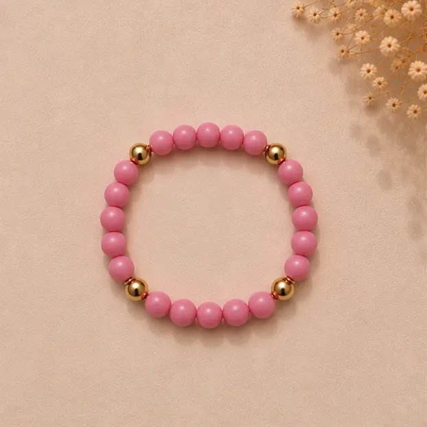 Pink Beaded Bracelet Beach 1.webp