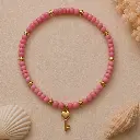 Pink Beaded Heart-Key Necklace 4.webp