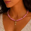 Pink Beaded Heart-Key Necklace 2.webp