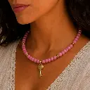 Pink Beaded Heart-Key Necklace 3.webp