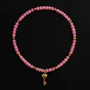 Pink Beaded Heart-Key Necklace 1.webp