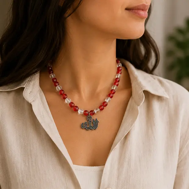 Red and Clear Allah Pendant 2.webp