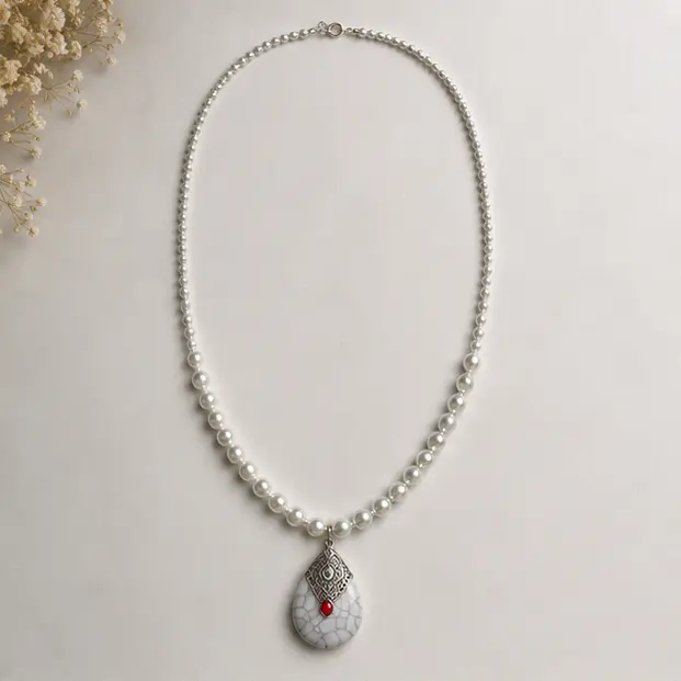Pearl Teardrops in Turquoise and Red 4.webp