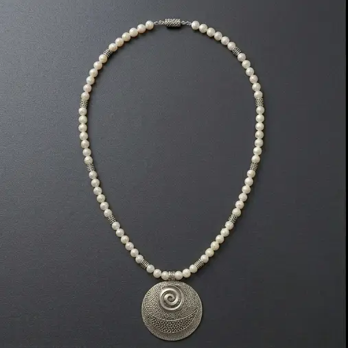 Bohemian Pearl & Spiral Mandala Pendant 5.webp
