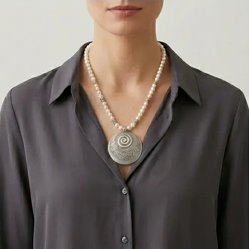 Bohemian Pearl & Spiral Mandala Pendant 2.webp