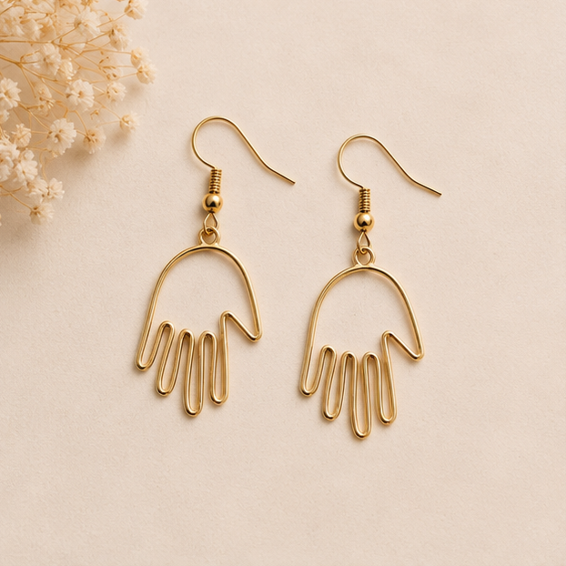 Golden Hamsa Hand Wireframe