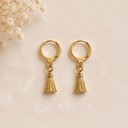 Golden Metallic Tassel Huggie Hoop