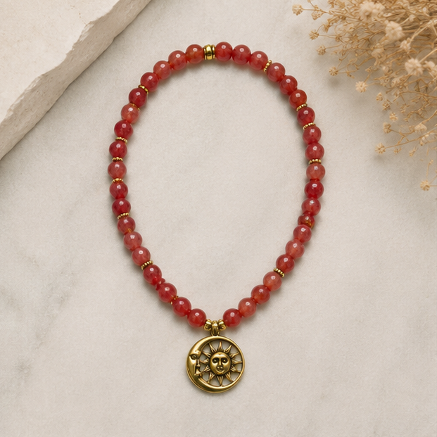 Red Sun-Moon Necklace