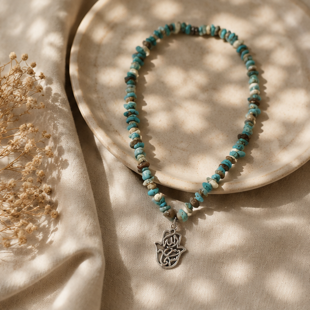Bohemian Turquoise Chip Hamsa